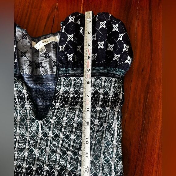 MAX STUDIO Fit and Flare, Smocked Navy colored Mini Dress  EUC sz L - Picture 10 of 11